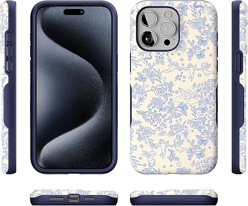 Vista 421 de Casely Funda para iPhone 15 Pro Max Jardín Secreto Flores mixtas Funda atrevida Compatible con MagSafe y botón de acción Secret Garden