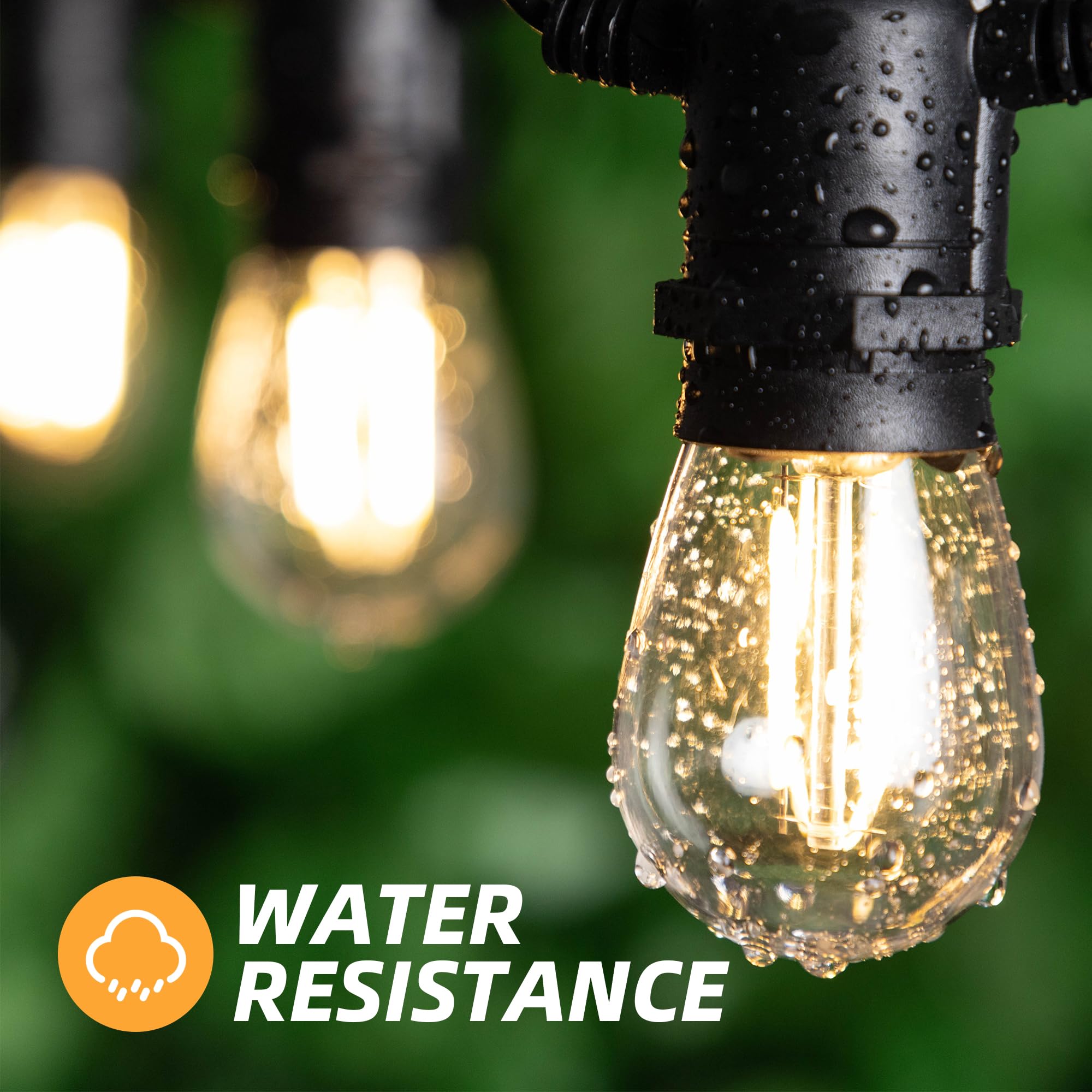 Genixgreen E27 Outdoor String Light Bulbs Replacement S14 2W Plastic LED Edison Screw ES Bulb for Backyard/Patio/Garden,Plastic,20W Equal,2700k Warm White,Non-dimmable,Pack of 15 - Image 3