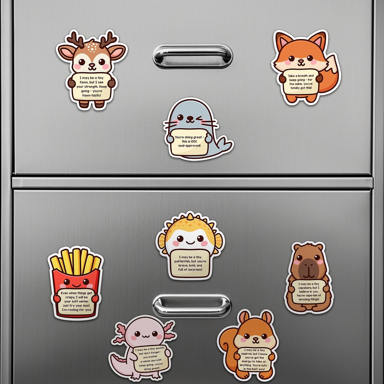 25PCS Emotional Support Animals Fridge Magnets by Puraesla – Positive Encouraging Support Uplifting Affirmation Gifts for Kids, Teen Refridgerator Cabinet Door Dishwasher for Home/Office