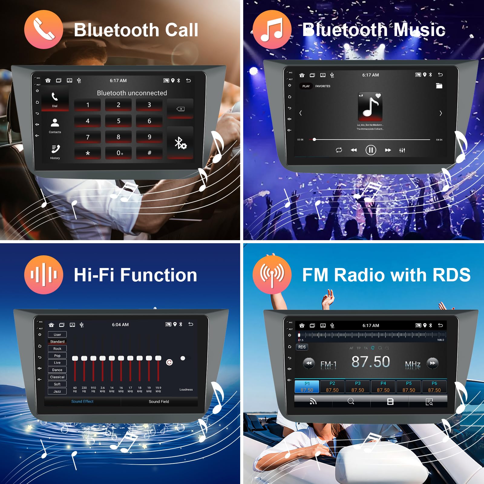 2GB 64GB Android Autoradio per Seat Altea 2004-2015/Toledo 2004-2009 Radio Wireless Carplay Android Auto, Hodozzy 9 Pollici Touch Screen Navigazione GPS, WiFi Bluetooth, FM RDS 2 Din Mit Retrocamera