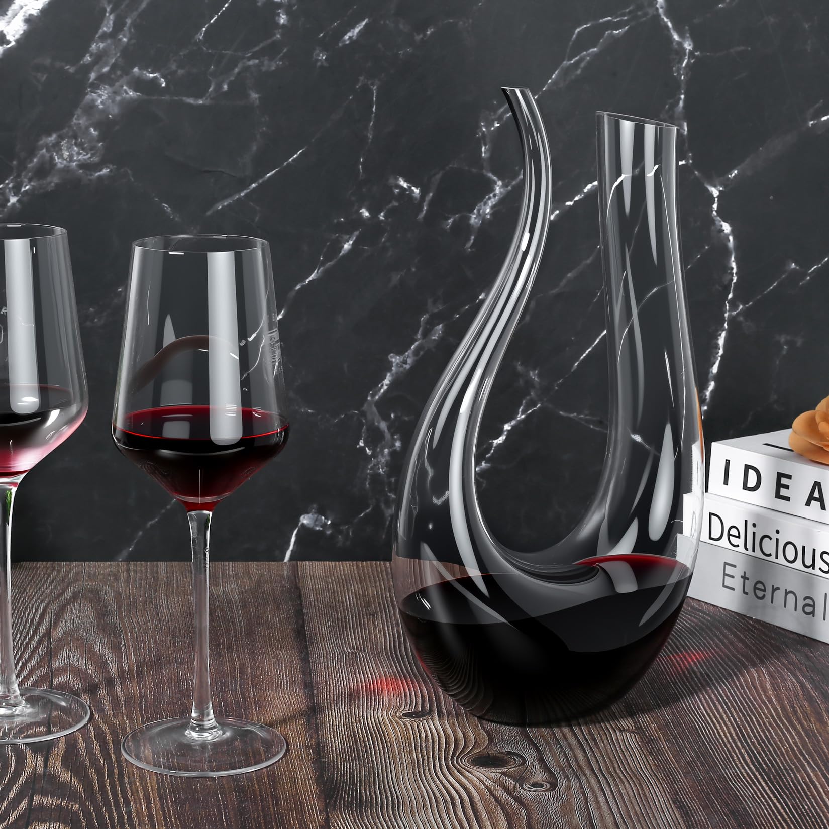 Decanter Rotwein Dekantierer, Weindekanter Rotwein, 750 ml Weinkaraffe, Wein Dekanter aus Glas in U-Form, Ausgießen Weinbelüfter Zubehör Küche, Haushalt & Wohnen