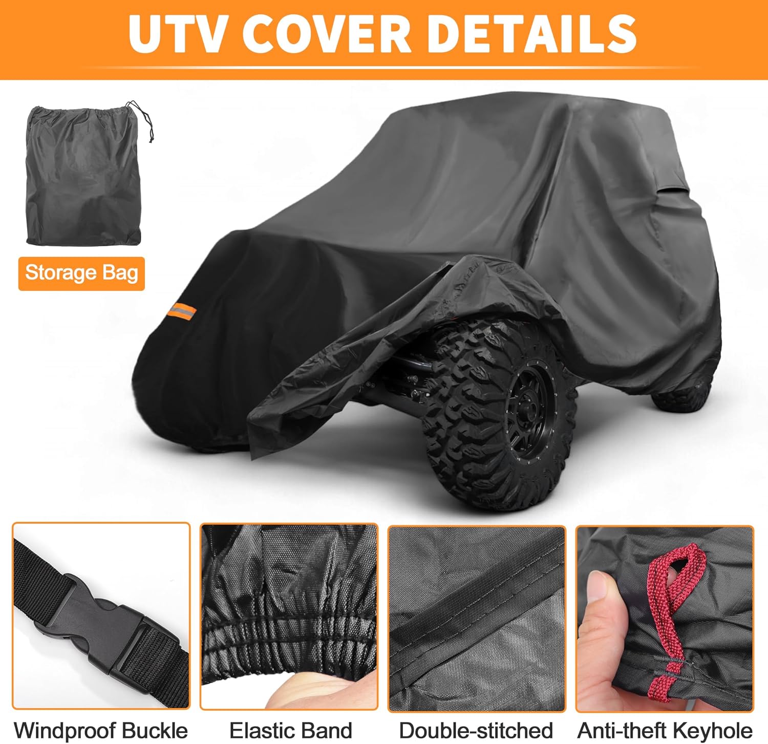 X AUTOHAUX UTV Cover for Yamaha YXZ1000R 2 Seaters Waterproof Side by Side Cover for Yamaha YXZ1000R SS Outdoor Cover Sun Rain Protection 210D-PU Oxford Cloth Black