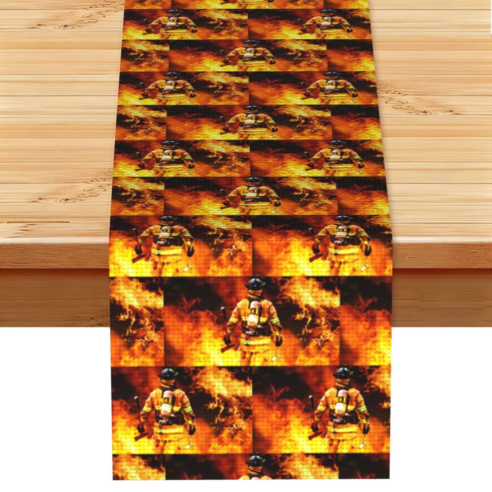 Firefighter Fireman Flame Stylish Printed Table Cloth, Decorative Table Runner 13x72in for Home, Party and Banquet Home Decor