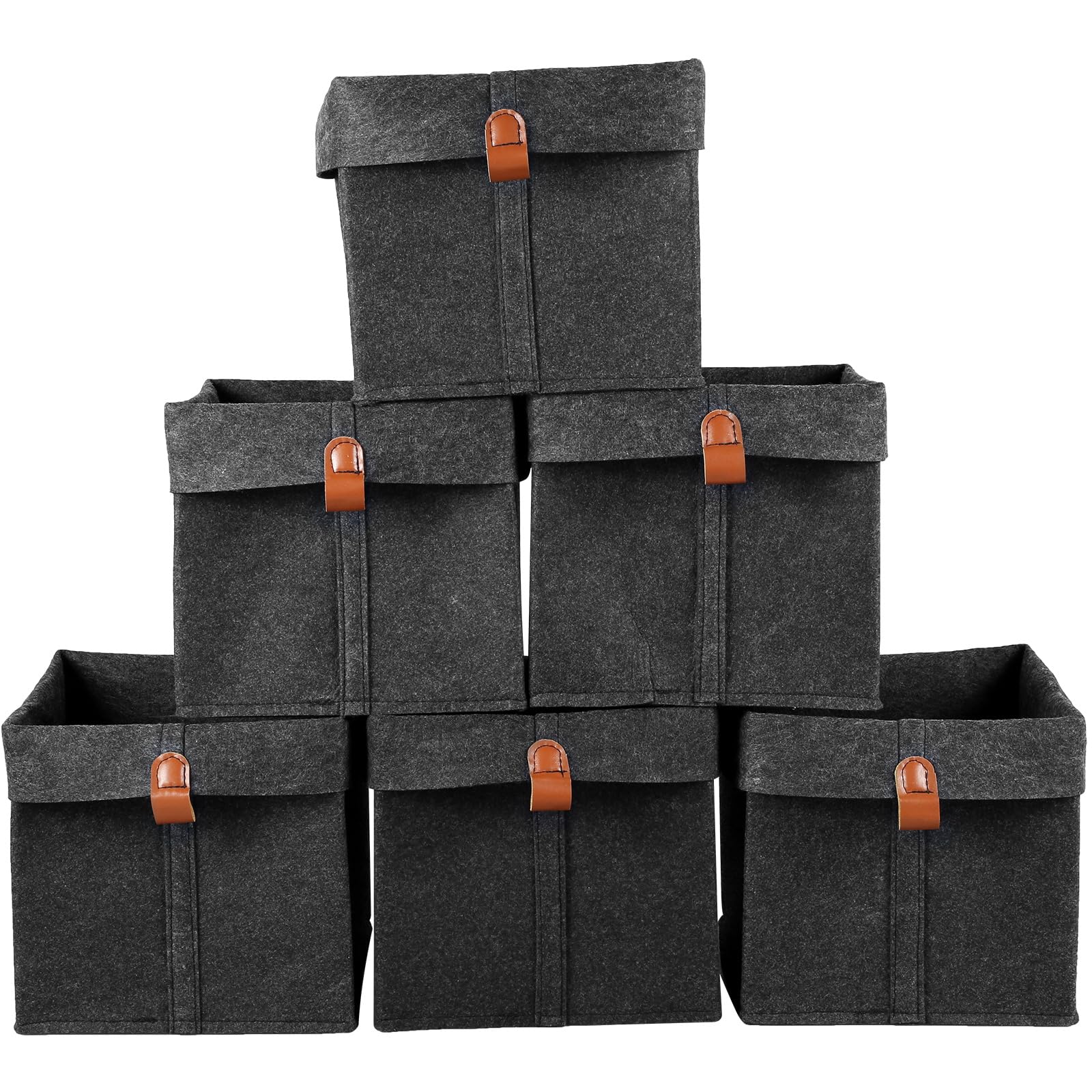 Bpyhebe Black 6Pcs Foldable Cube Storage Organizer, 23×23×26Cm Felt Clothes Cubby Storage Bins For Shelves And Closet, Space-Saving Nursery Toy Tidy Baskets (Black)