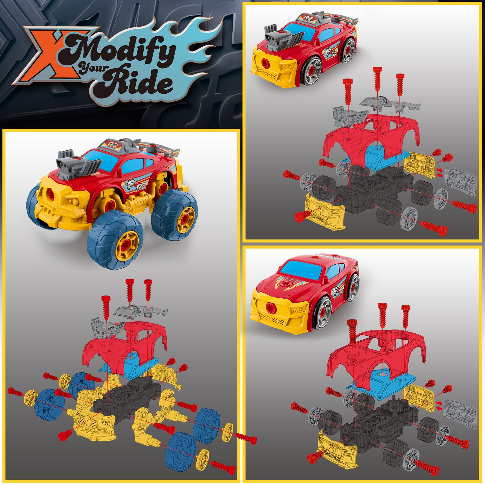 Pup Go 3-in-1 Take Apart Car for Boys Ages 3 4 5 6 7 8 Years Old, for Kids 46Pcs Construction Toy Truck with Electric Drill - Image 4