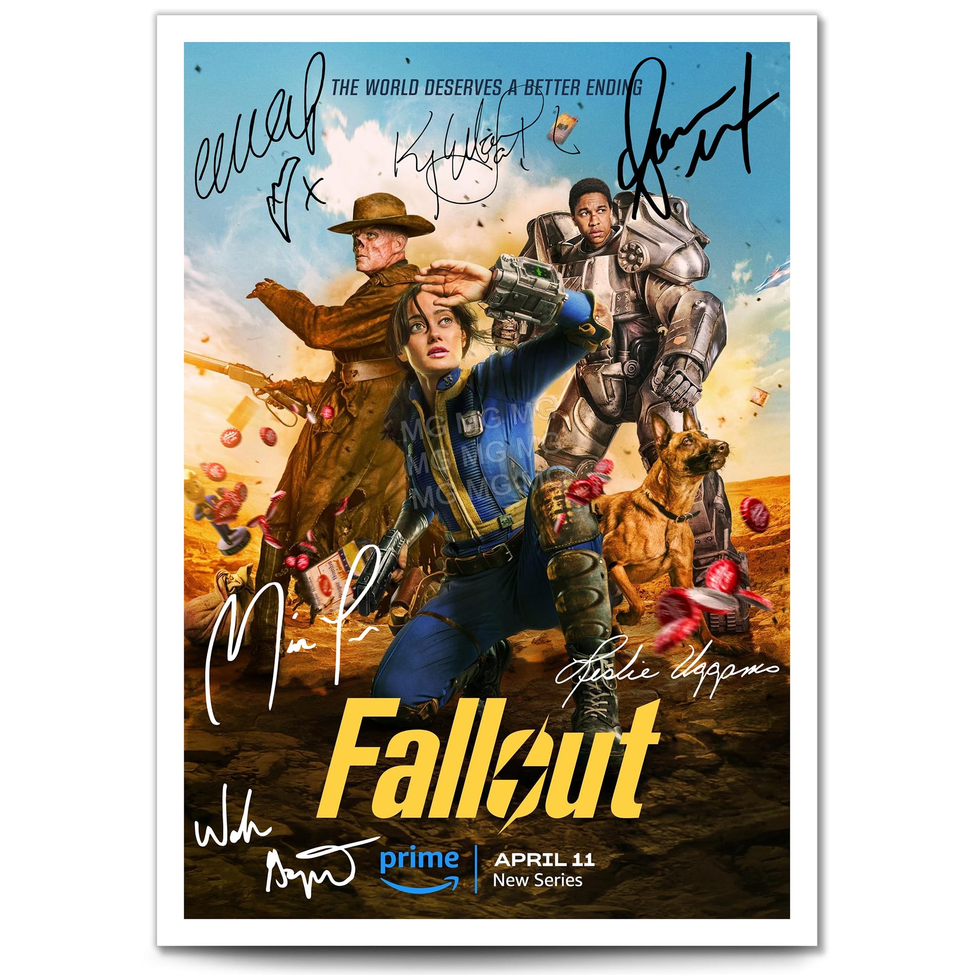 Fallout Cast Signed Autograph Poster Photo Print Framed Memorabilia tv Show Series Gift Ella Purnell Aaron Moten (A4 poster only)