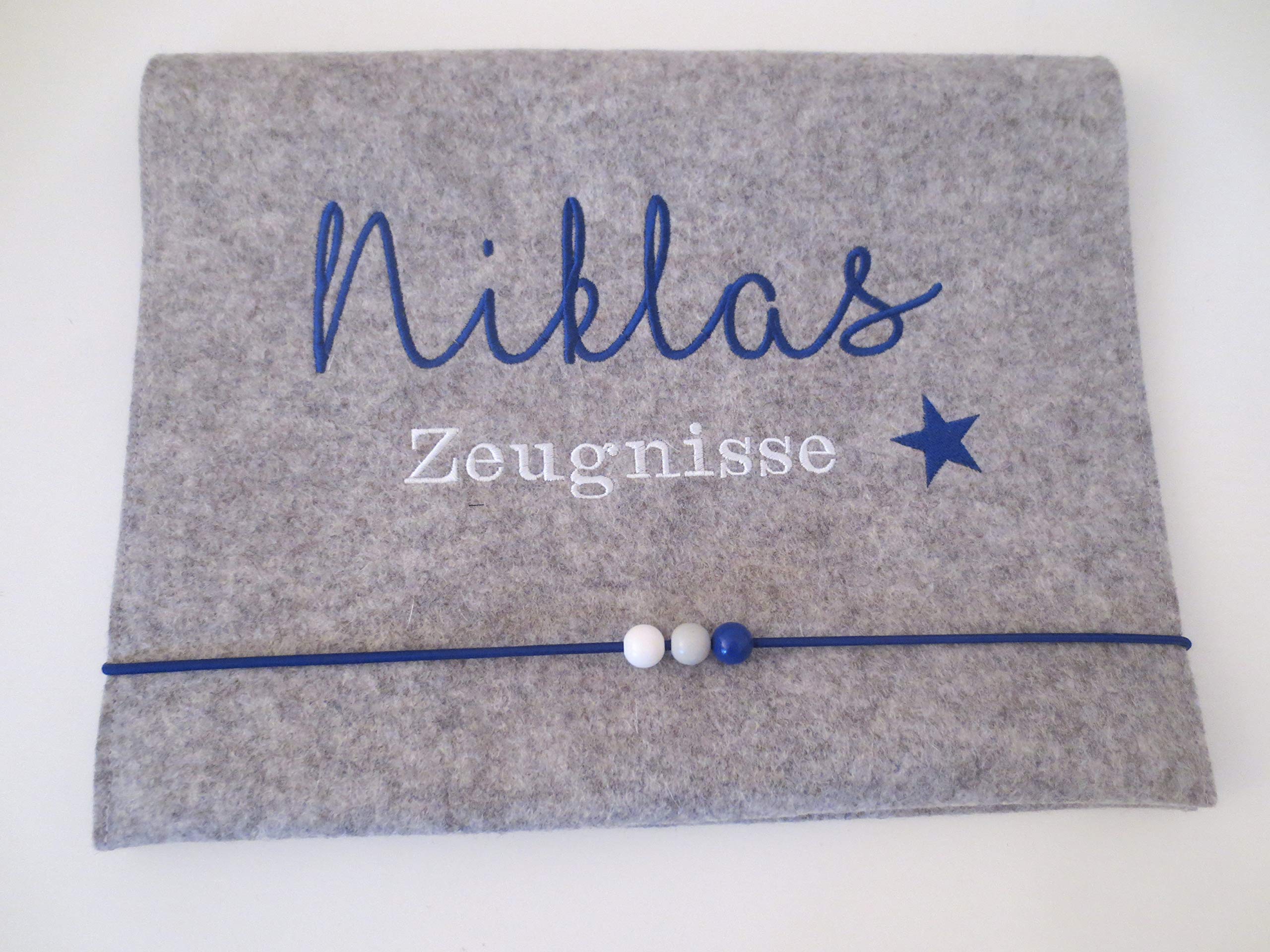 Zeugnismappe Wollfilz Mappe Zeugnisse DIN A4 Grundschule Schule "Stern"