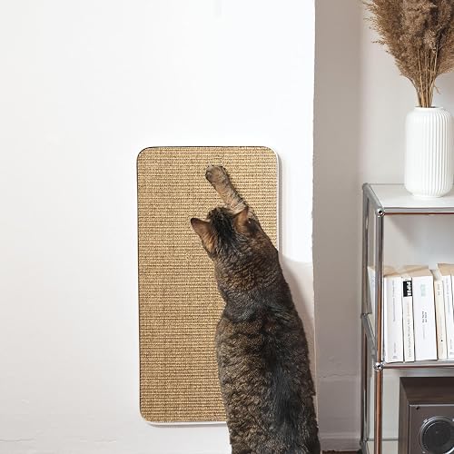 LucyBalu® Rascador para gatos para la pared, alfombrilla intercambiable de sisal con marco de metal