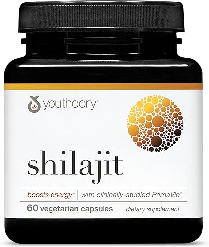 Youtheory Shilajit - Cápsulas PrimaVie Himalayan Shilajit - Apoya la energía, la resistencia y la resistencia* - Sin gluten - 60 cápsulas
