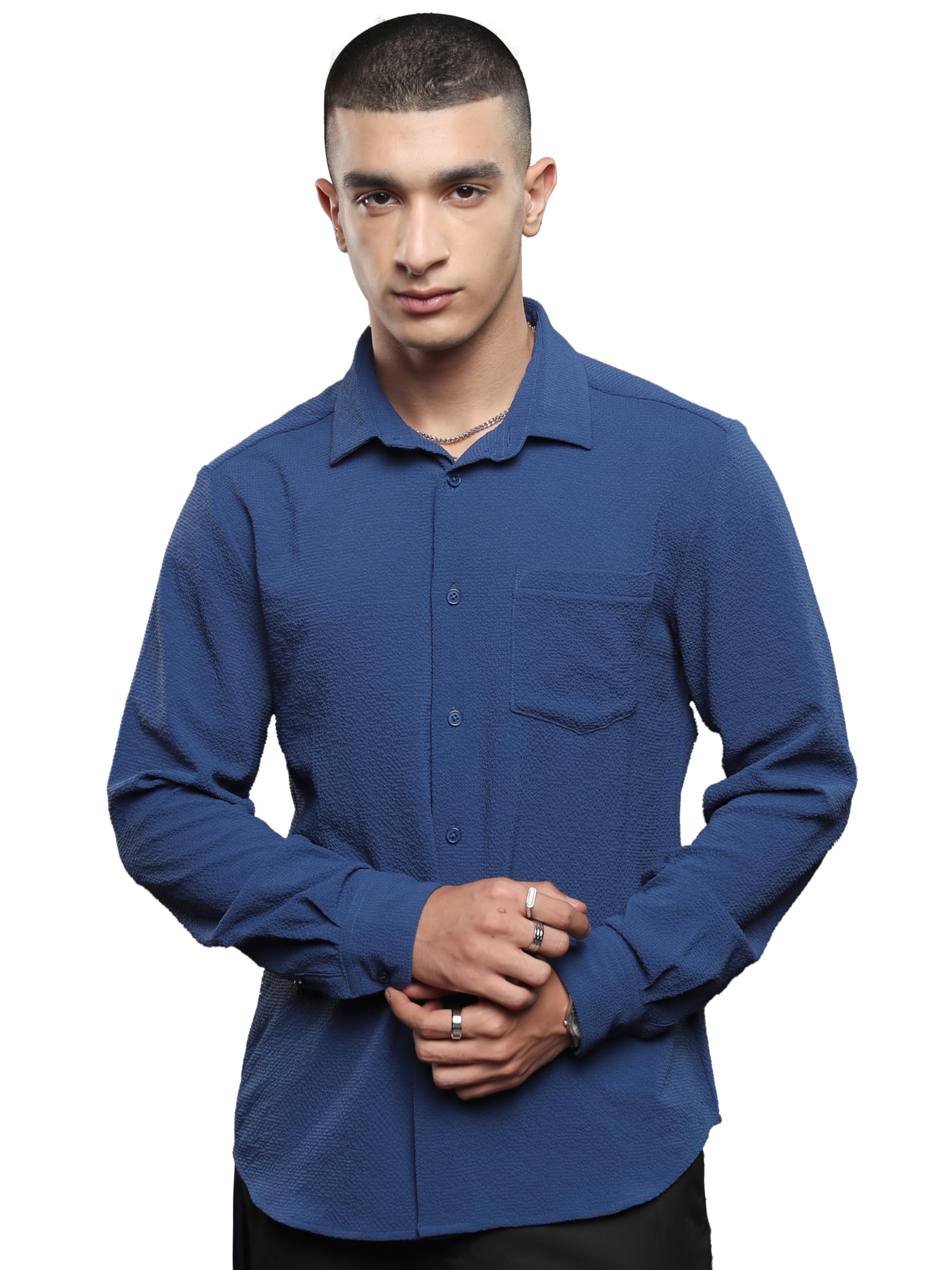 Ketch Men's Polyester Solid Slim Fit Shirt in neutral