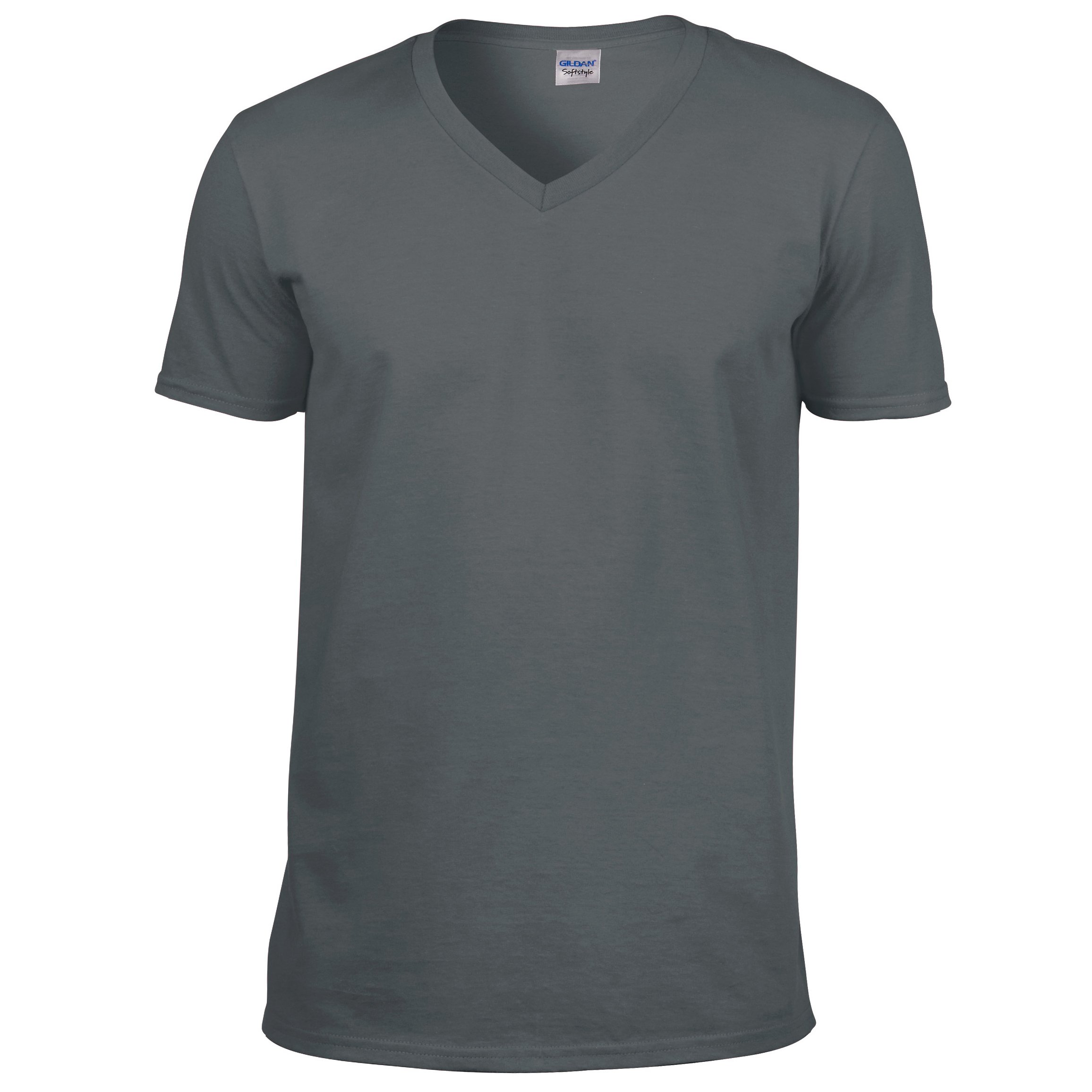Gildan Men's Charcoal Soft Style V-Neck T-Shirt, Grey (Charcoal), XX-Large
