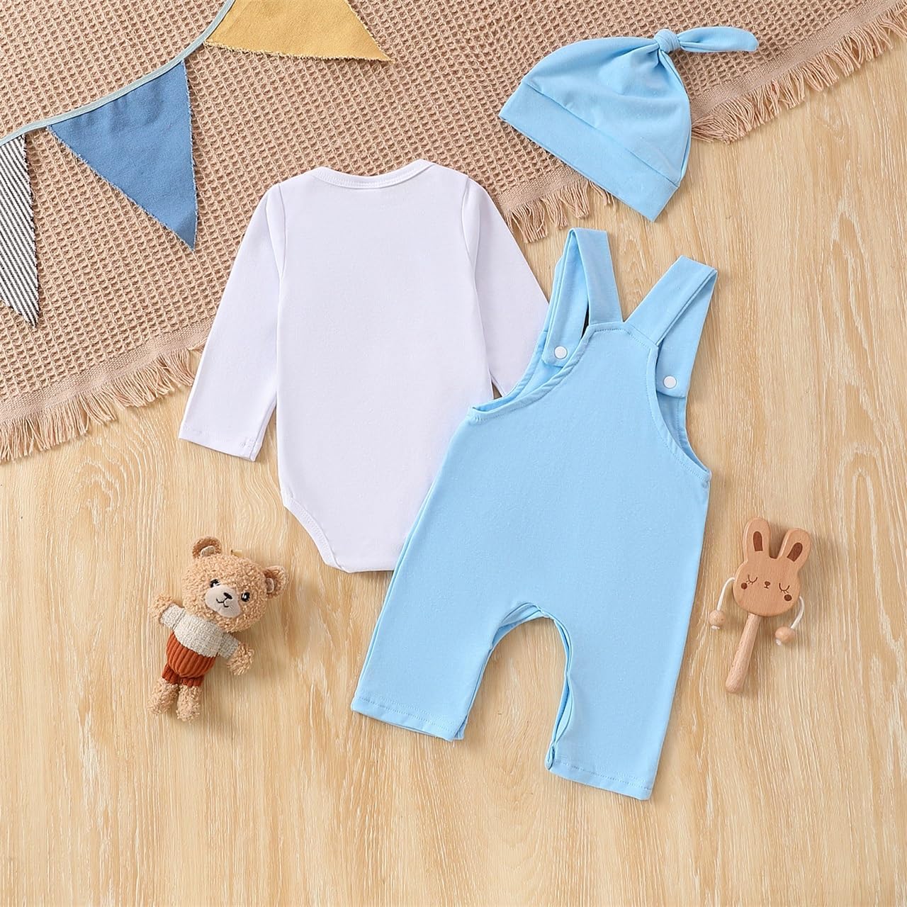 Newborn Baby Girl Boy Easter Clothes Cute Gentle Romper Top Overall Pant Newborn Infant 2 Pieces Outfit Set - Image 7