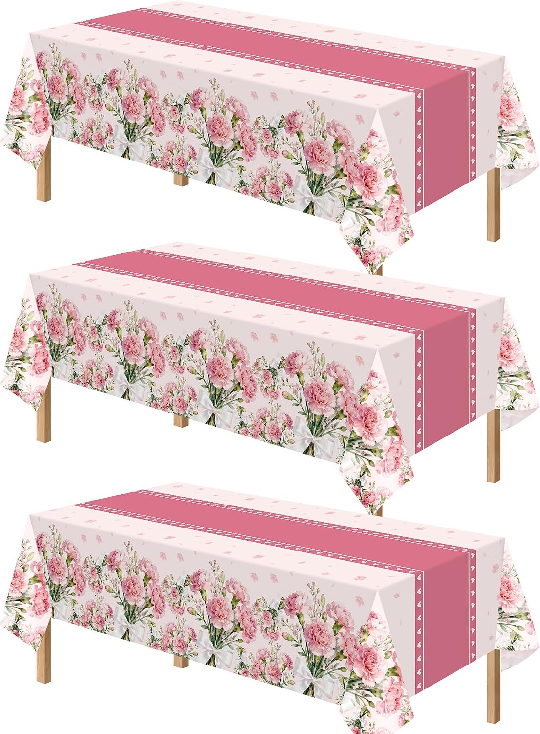 Kelool Mothers Day Fathers Day Decorations,Mothers Day Fathers Day Tablecloth,6 Pack Rectangle Tablecloth,Plastic Table Cloth Cover Disposable for Mother's Day Fathers Day Party Supplies 54 x 108 Inch image 2
