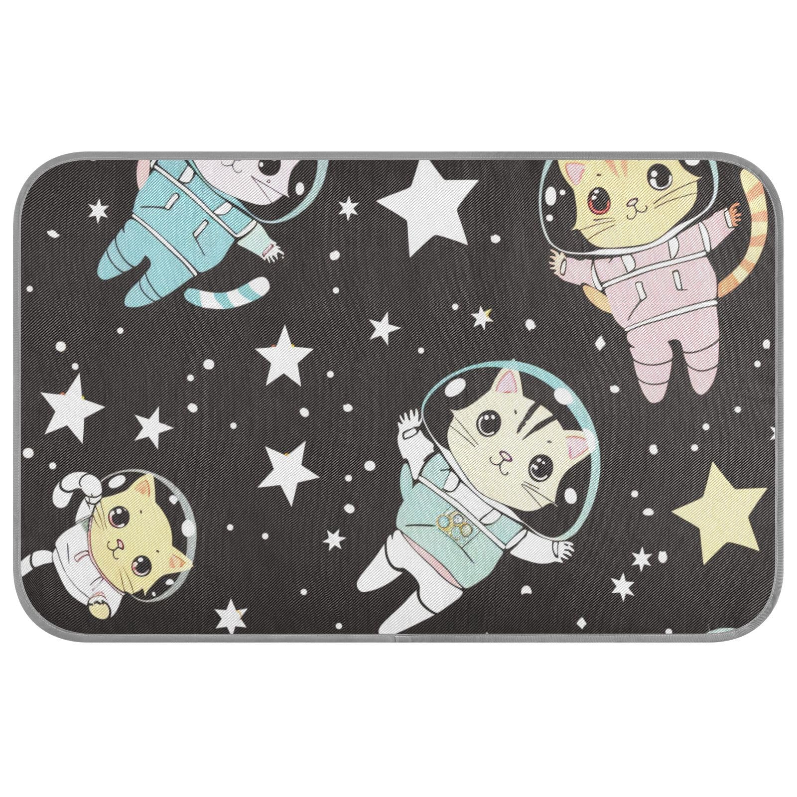 EtherSpher Colorful Cartoon Cute Kitten Astronaut Summer Gel Cooling pad Self Cooling cat Bed for Outdoor for Kitten Outside cat Washable Manta Fria para Perros M