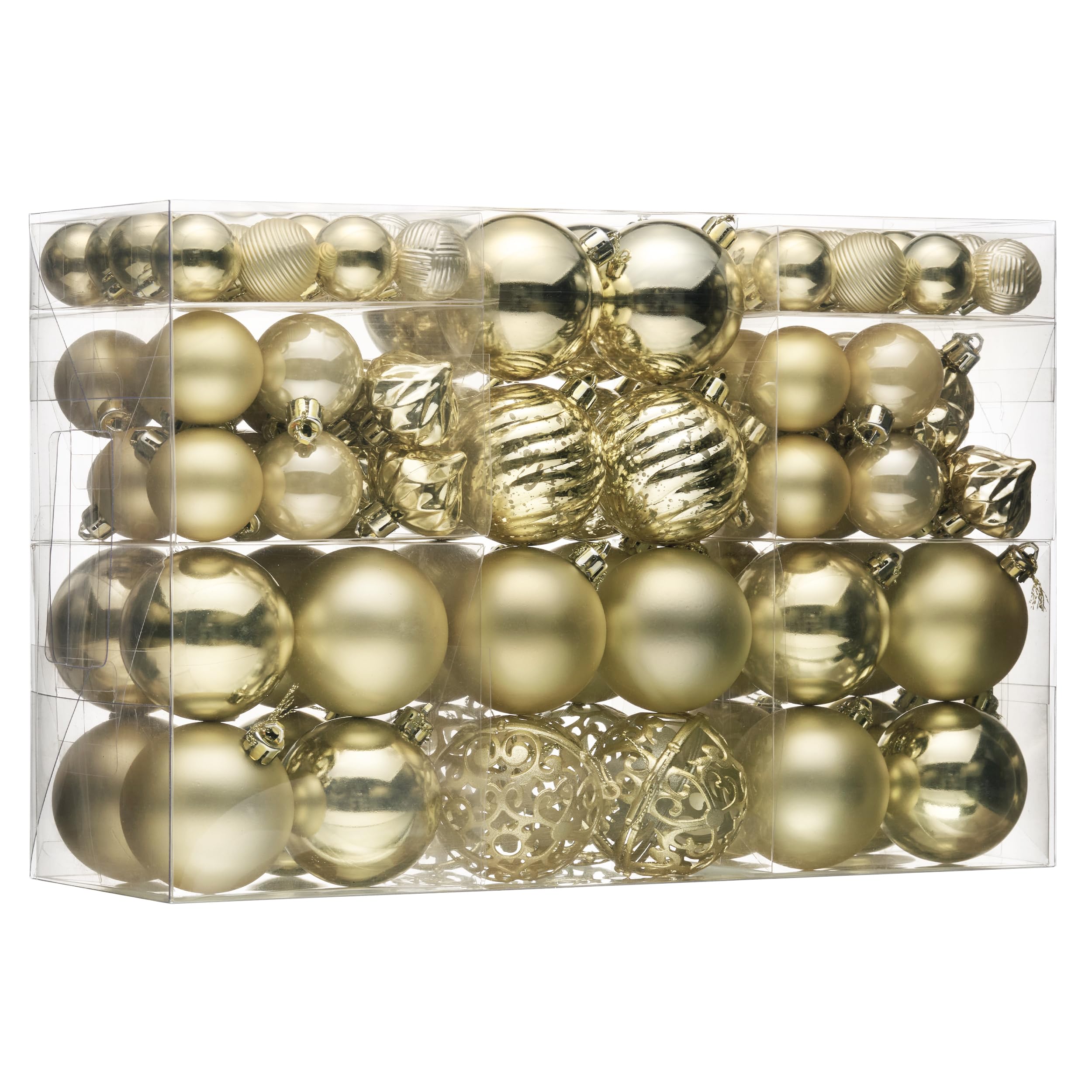 Valery Madelyn Lot de 100 boules de Noël avec paquet cadeau - Décoration de sapin de Noël avec crochet - Thème doré