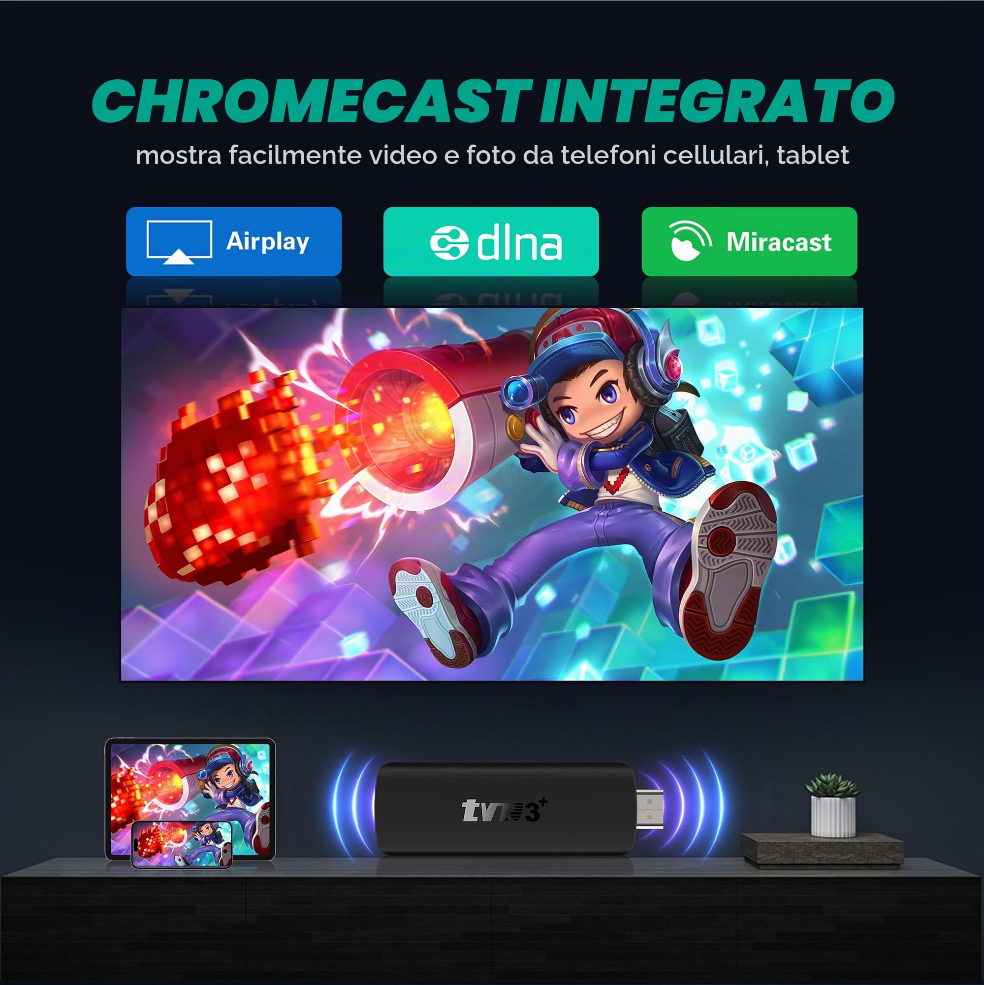 Android TV Stick 14.0,2026 2026 2 GB di memoria RK3518 Quad-Core 64bit Cortex-A53 Chipset e GPU Mali 450 MP2, Android 4K Stick Supporta 2.4G/5G WIFI dual-band Bluetooth5.4 HD2.0 USB3.0