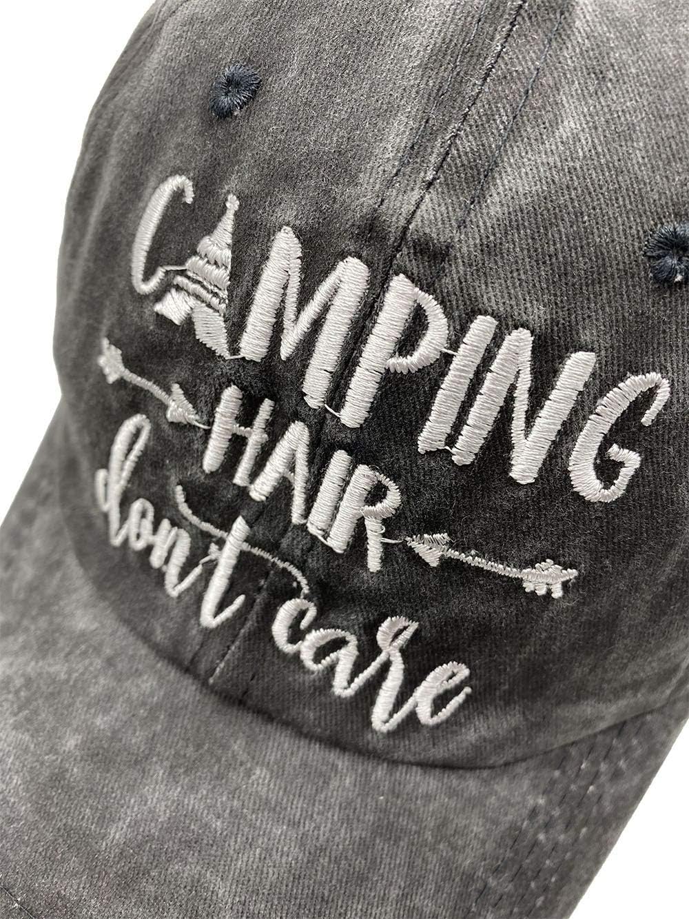 Unisex Camping Hair Don't Care Vintage Adjustable Baseball Cap Denim Dad Hat - Image 2