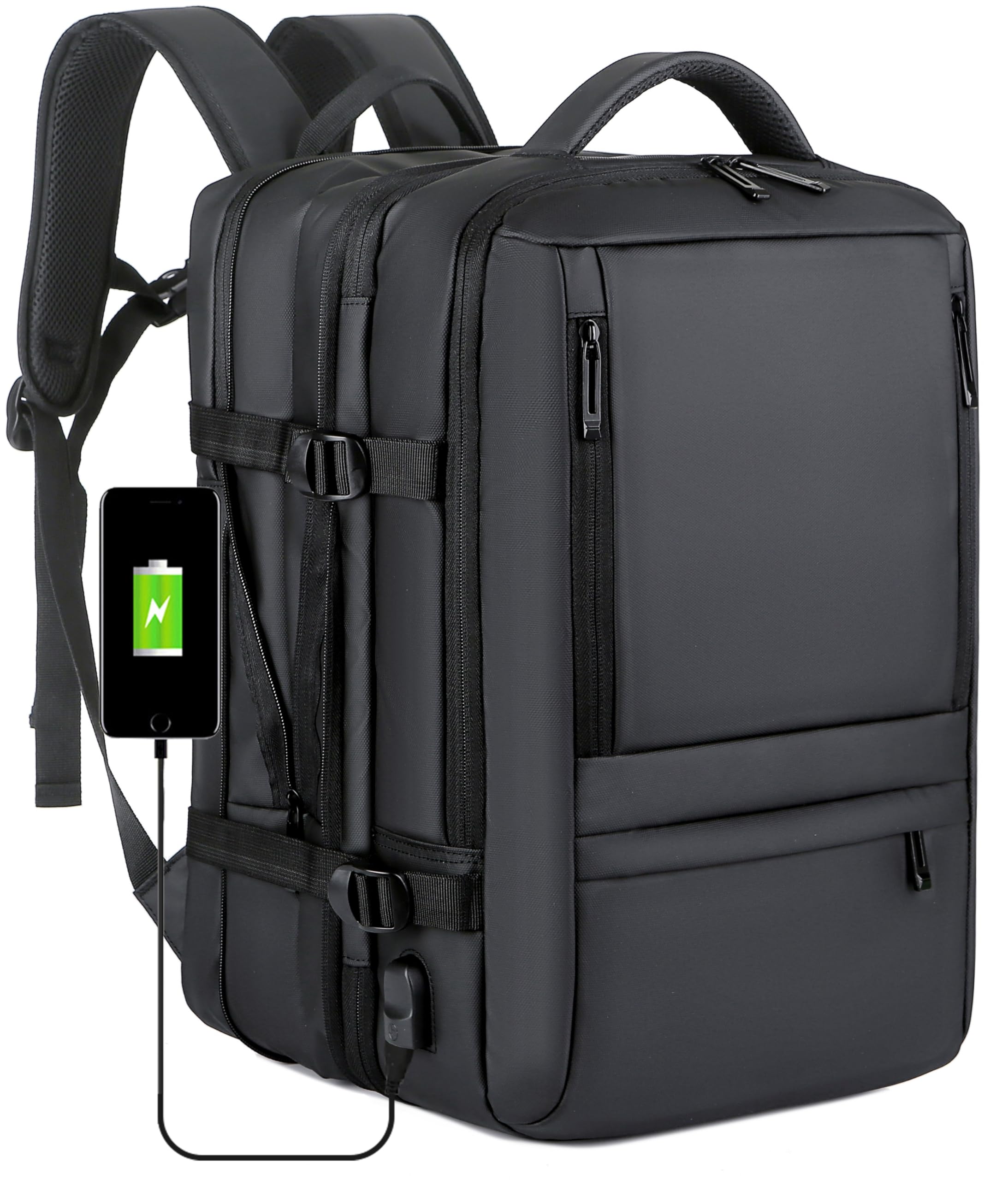 ALTOS OFFICE AND HOME Mochila 45x30x20 cm expandible equipaje de mano 45L para portátil 17 pulgadas impermeable maleta cabina viaje avión compatible con RyanAir/Vueling/EasyJet/Etc. cuero sintético