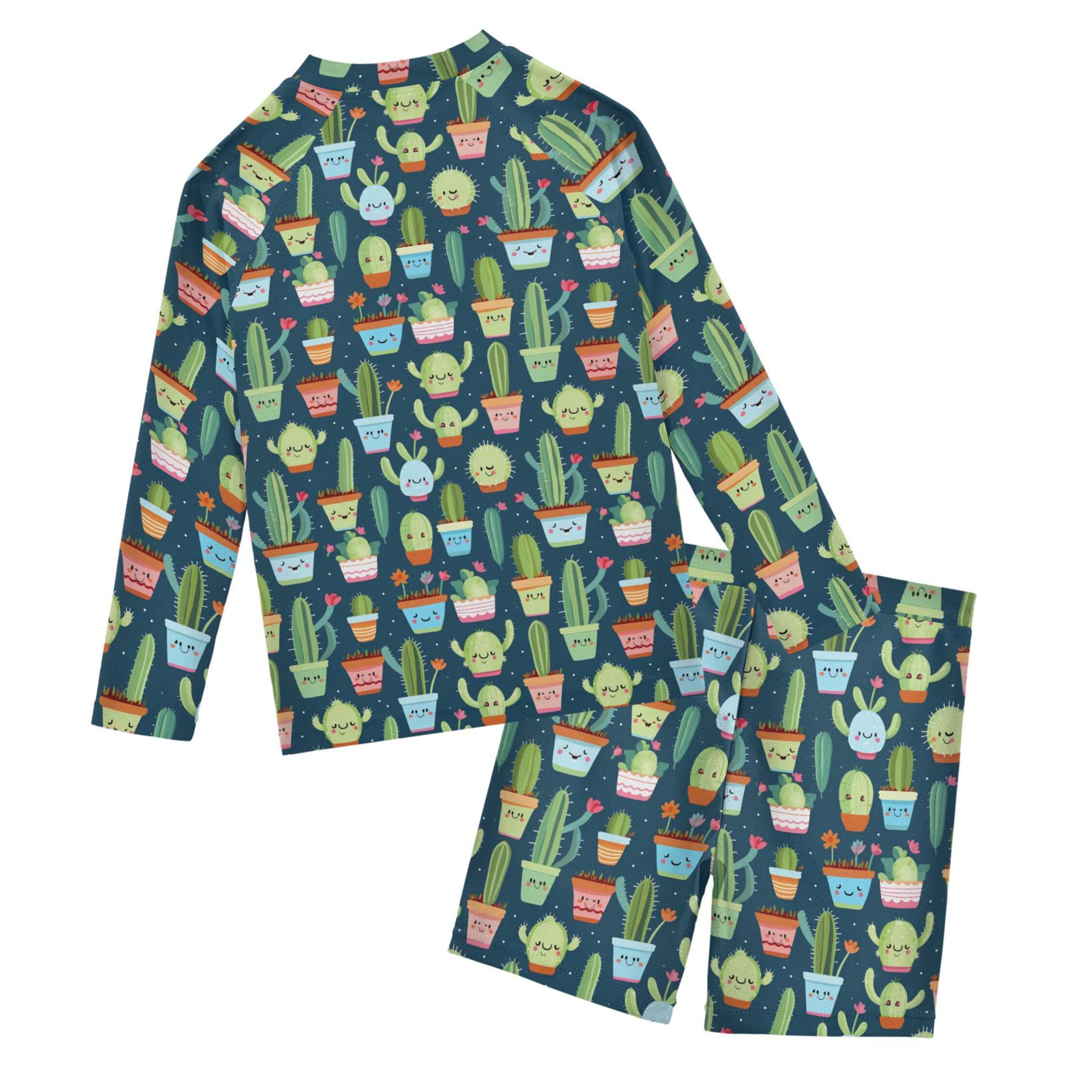 Cactus Cute Baby Boys' Toddler Long Sleeved Rashguard Swim Bathing Suit Set B0402408