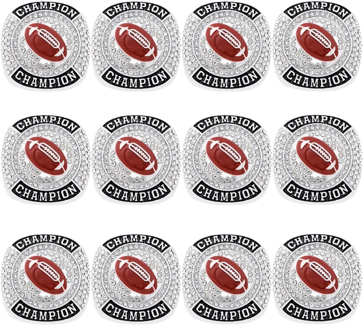 Size 8 to 14 Football Championship Rings Football Finalist Ring Sport Ball Award Gift for Tournament or League Champion Winner
