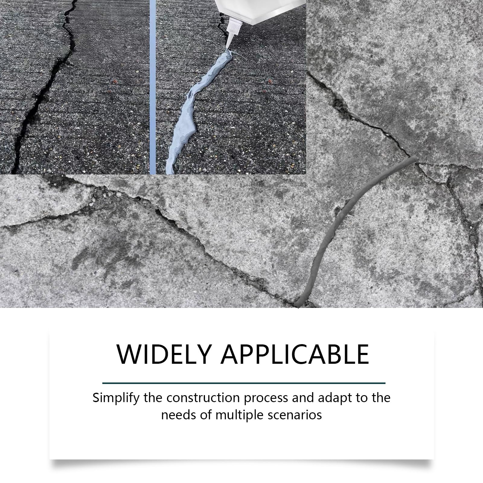 Mastic de réparation de fissures pour béton imperméable et autonivelant, mastic ciment haute élasticité, mastic anti-fissuration imperméable et haute élasticité, adhésif de réparation haute (6PCS)