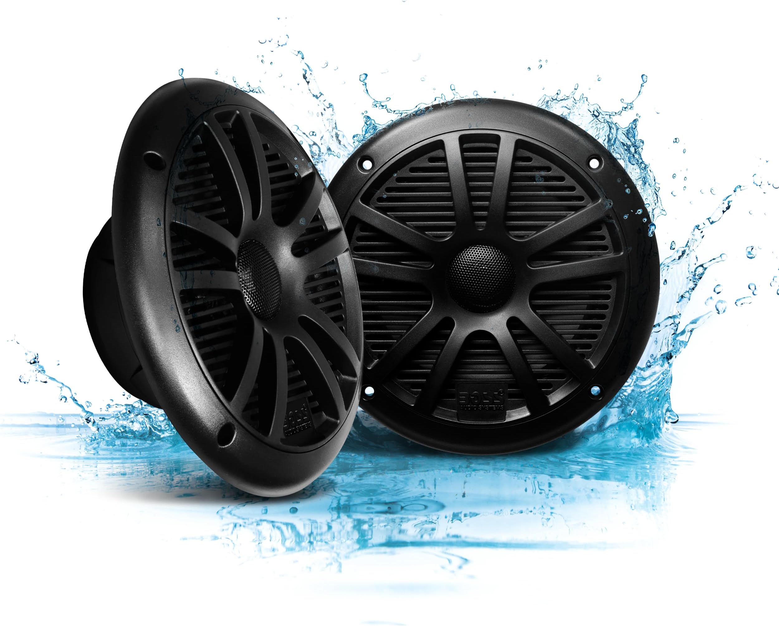 BOSS Audio Systems MR6B 6.5 inch Marine Stereo Boat Speakers - 180 Watts (pair), 2 Way, Full Range, Tweeters, Coaxial, Weatherproof, Sold in Pairs