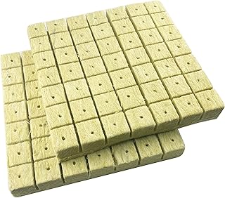 HFS (R) 1.5” 2PC/PAK Rockwool Starter Plugs for Hydroponics, Rockwool Grow Cubes, 2 Sheets of 49 Plugs, 98 Plugs Total