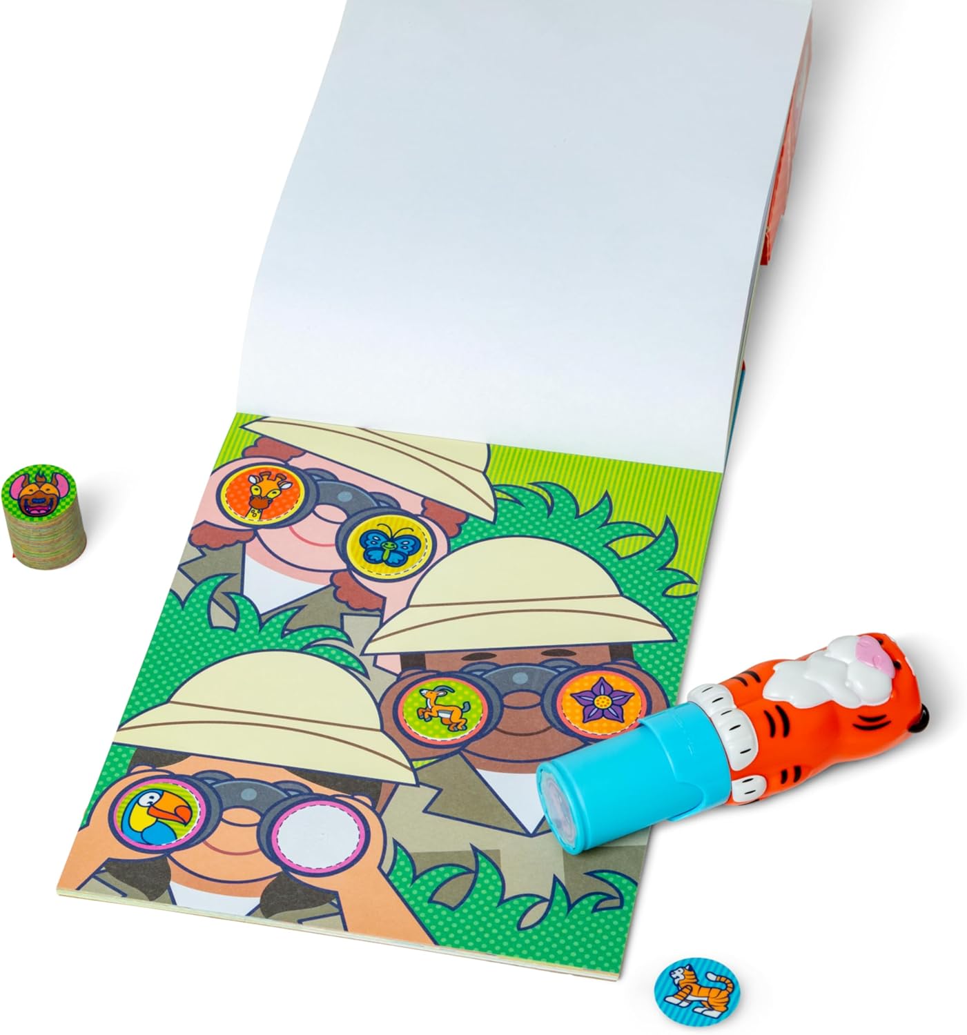 Melissa & Doug Sticker Wow!™ Tiger Bundle: Sticker Stamper, 24-Page Activity Pad, 600 Total Stickers, Arts and Crafts Fidget Toy Collectible Character