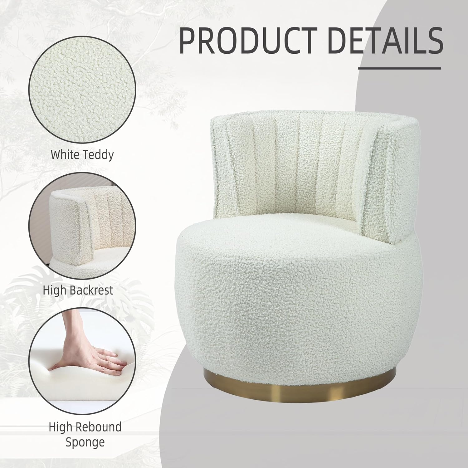 KINFFICT Velvet Swivel Accent Barrel Chair Set of 2, Mid Century Modern Arm Chair 360° Swivel Club Chairs Upholstered Comfy Single Sofa Chair Cozy Leisure Chair for Living Room Bedroom, Lounge, Hotel