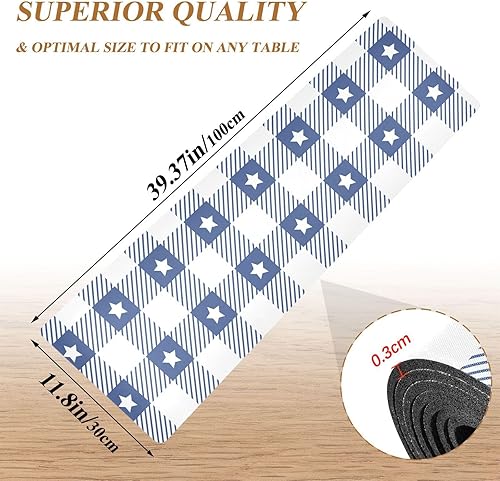Miniatura 2 de Gingham-Pattern-Pastel-vichys Thermo Heat Resistant Table Runner and Long Trivet for Hot Dishes Pots and Pans,Heat Up to 230F,Anti