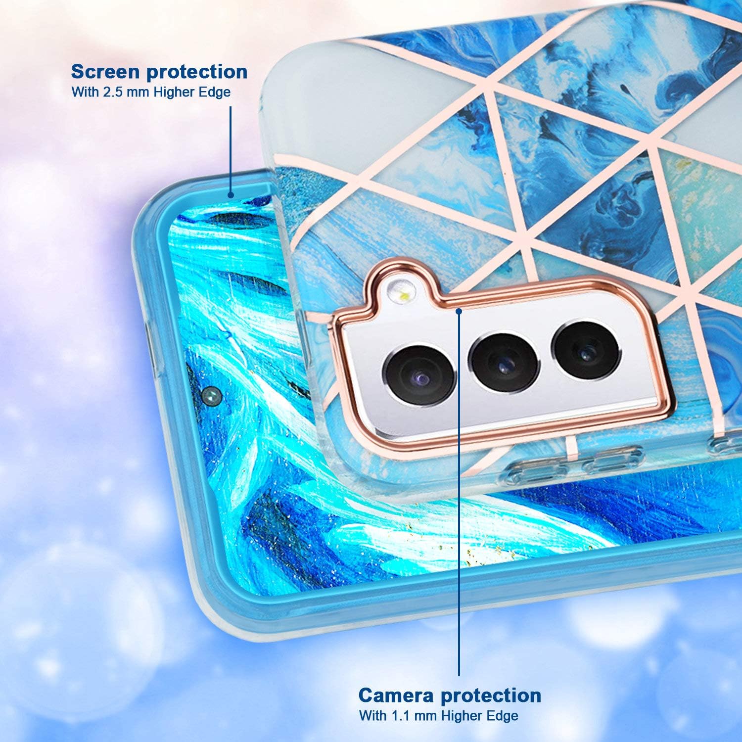 J&D Slim Case Compatible for Samsung Galaxy S21 Case, Marble Design Case for Galaxy S21 with 2 HD Screen Protectors, Dual Layer Hybrid Shockproof Fashion Durable, not for Galaxy S21 Ultra/S21 Plus