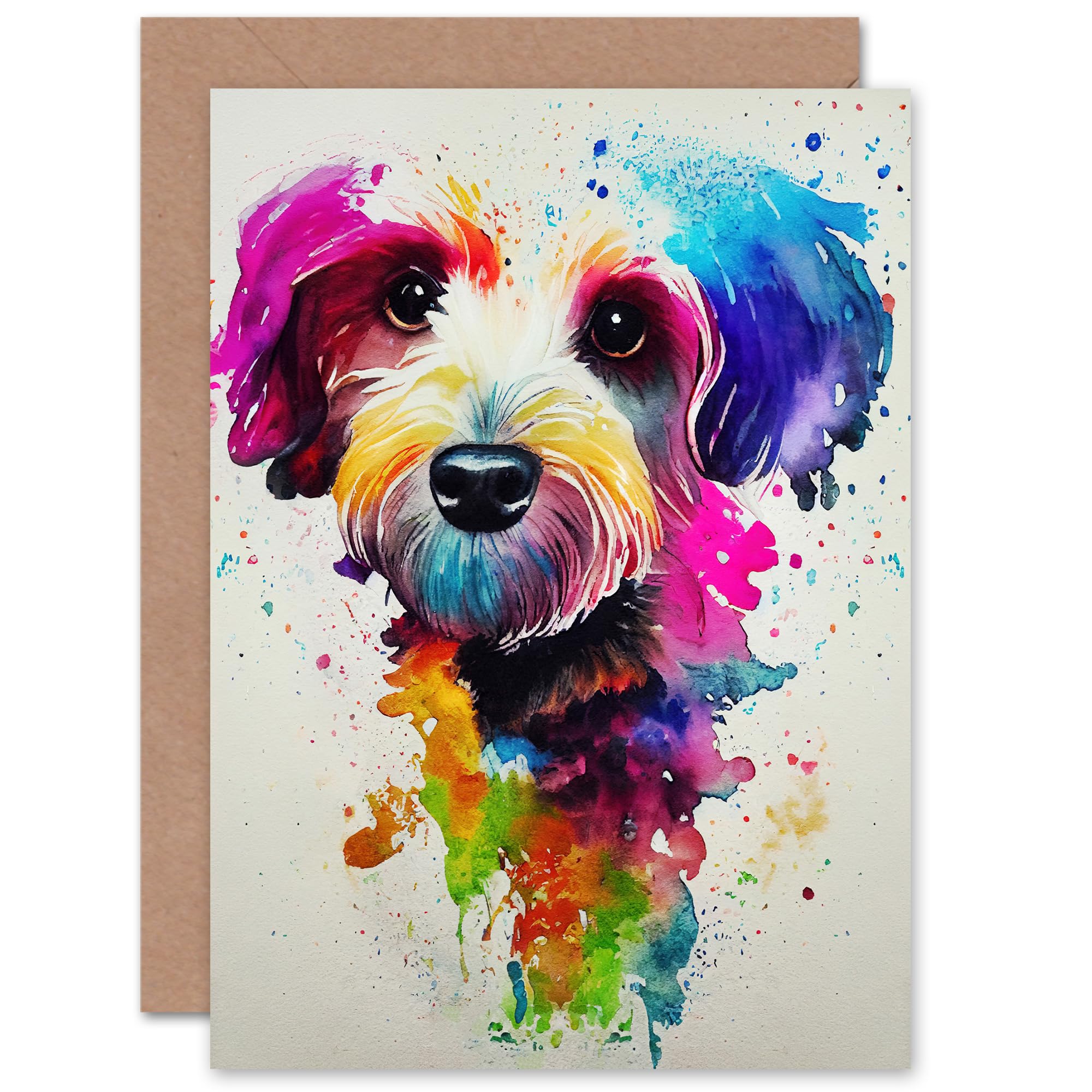 Watercolour Dog Lover for Child Children Kids Birthday Blank Greeting Card