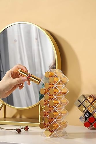 Miniatura 5 de Organizador de lápiz labial en 16 espacios, torre de lápiz labial apilable en forma de pez, soporte de almacenamiento de brillo de labios, perfecto