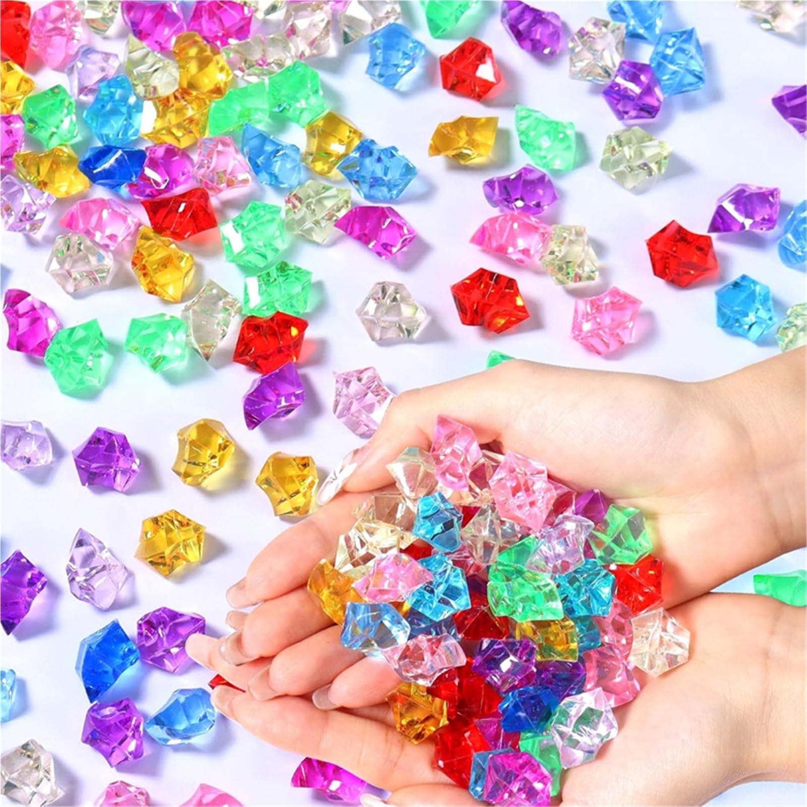 ITRHJTGP Fake Ice Rocks Crushed Diamond Gem Crystals Stones Plastic Fake Ice Rocks Cube Irregular for Vases Fillers(Mix)