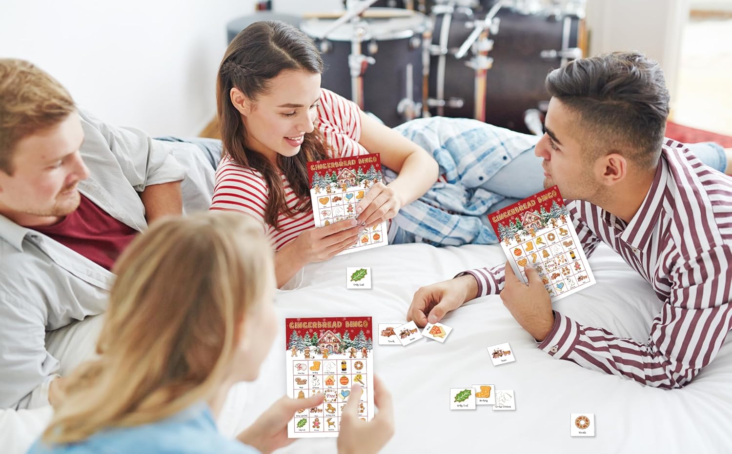 Christmas Baking Bingo Game, Gingerbread Theme Game Cards for Adults, Winter Holiday Christmas Party Games, Large Group Adults Activities Favors Supplies Decorations, 24 Players Bingo Games,17