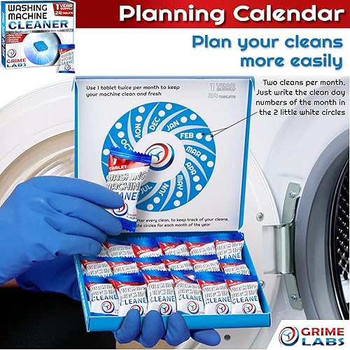 Miniatura 6 de Tabletas limpiadoras de lavadora - Pastillas limpiadoras penetrantes para lavadora de carga frontal y carga superior HE - Desodorizador