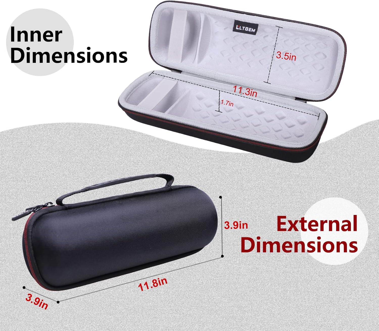 LTGEM EVA Hard Carrying Case Compatible with JBL FLIP 7/6/5/GRIP Waterproof Portable Speaker - Gray - Image 2