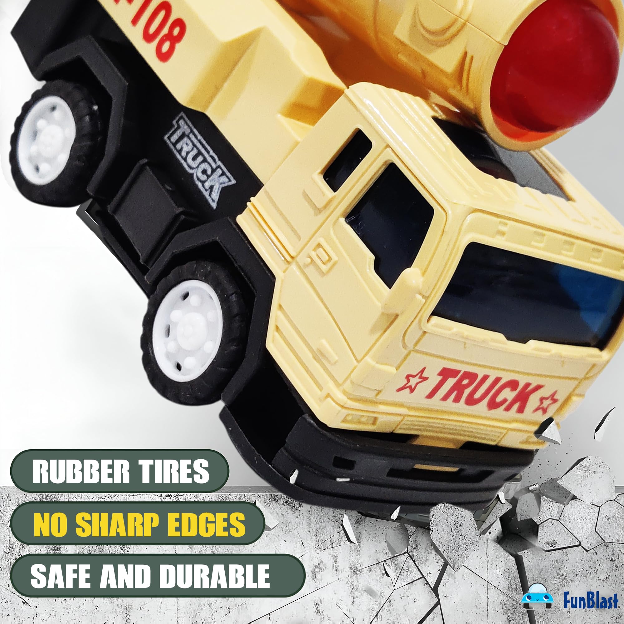 FunBlast Military Truck Toy - Missile Launcher Toys for Kids, Friction Power Army Battlefield Truck Toys for 3+ Year Old Kids, Pretend Play Toy for Kids, Boys (Beige) 2