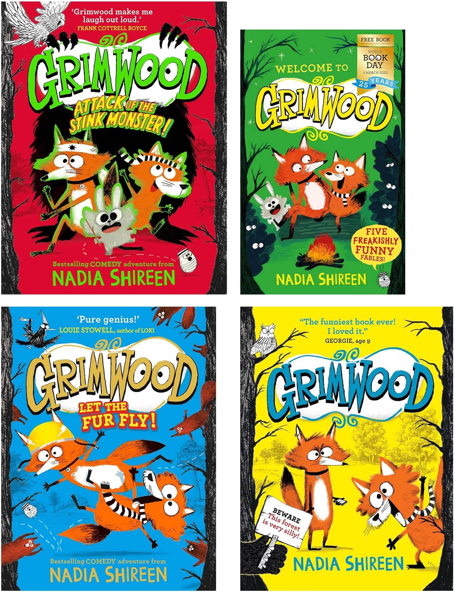 Grimwood Series 4 Books Collection Set (Grimwood, Grimwood: Let the Fur Fly!, Grimwood: Attack of the Stink Monster & Grimwood: Five Freakishly Funny Fables: World Book Day 2022) Paperback