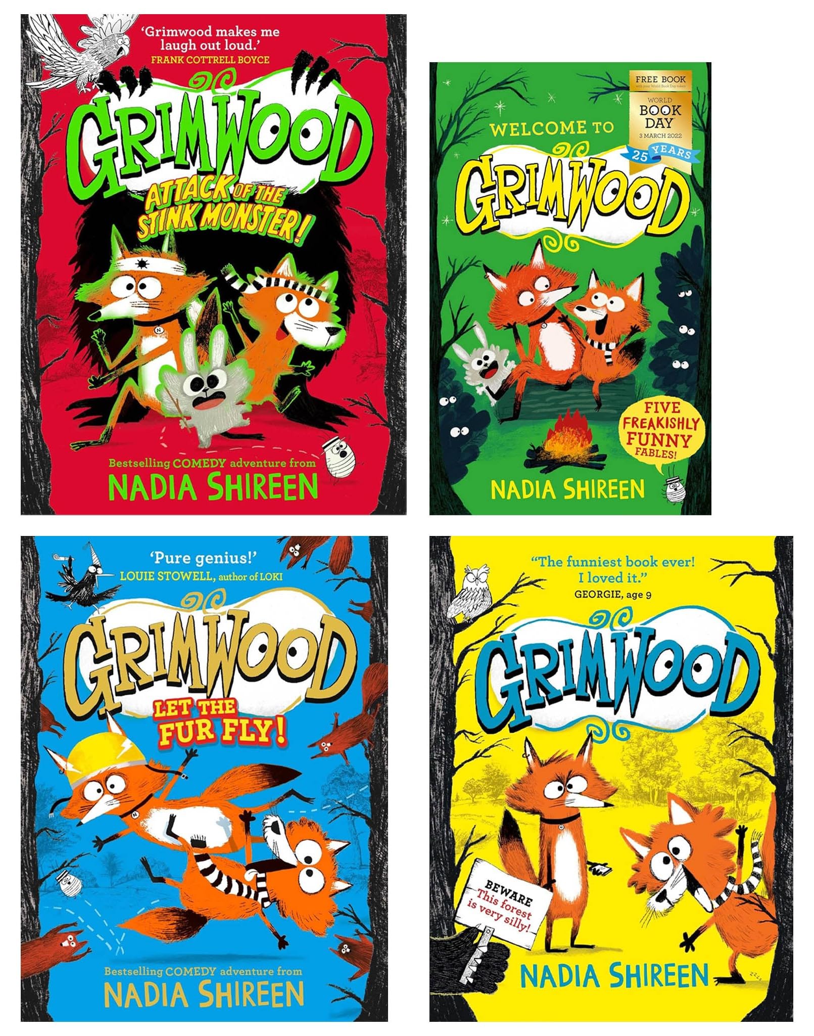 Grimwood Series 4 Books Collection Set (Grimwood, Grimwood: Let the Fur Fly!, Grimwood: Attack of the Stink Monster & Grimwood: Five Freakishly Funny Fables: World Book Day 2022) Paperback