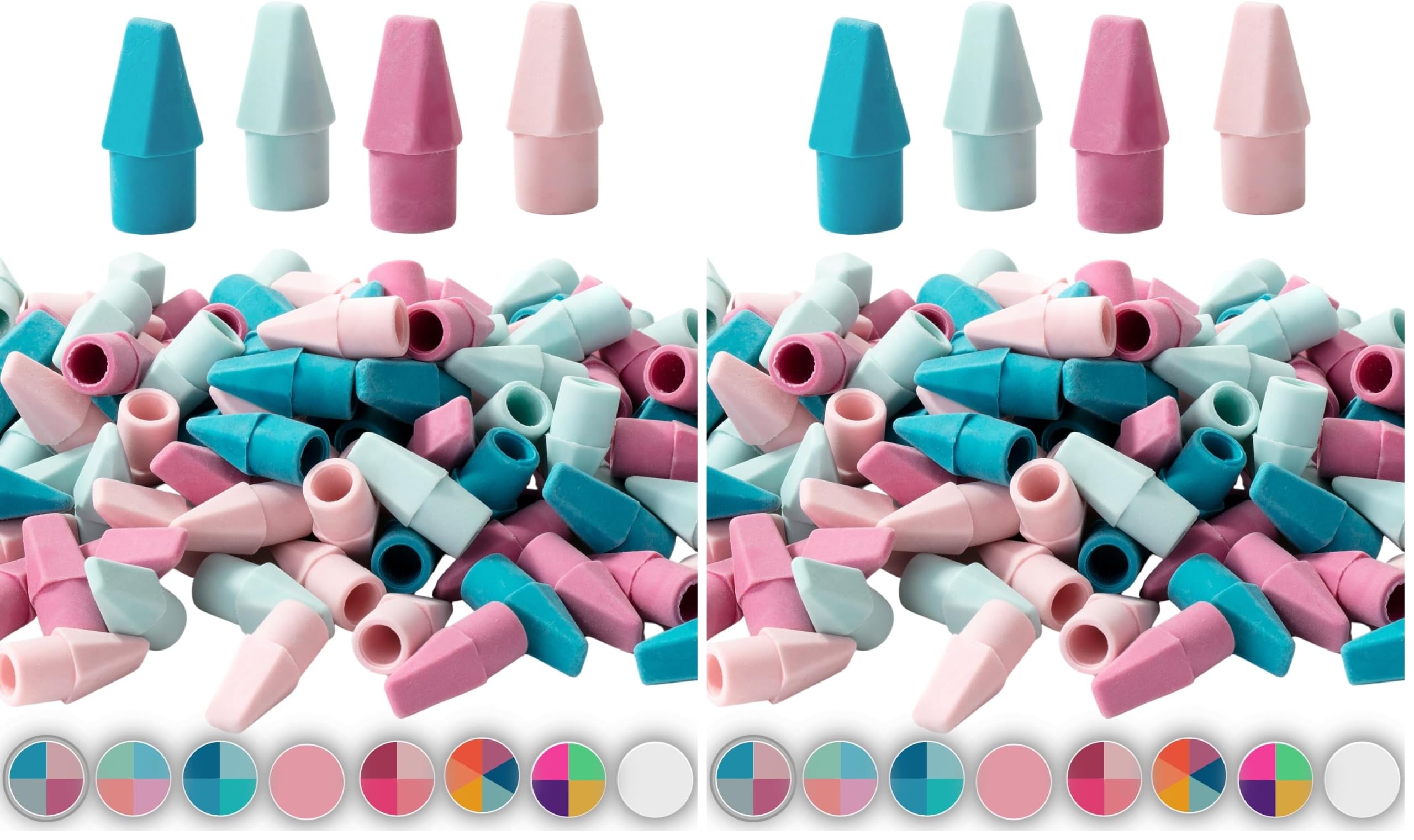 Mr. Pen- Pencil Erasers Toppers, 240 Pack, Muted Pastel Colors