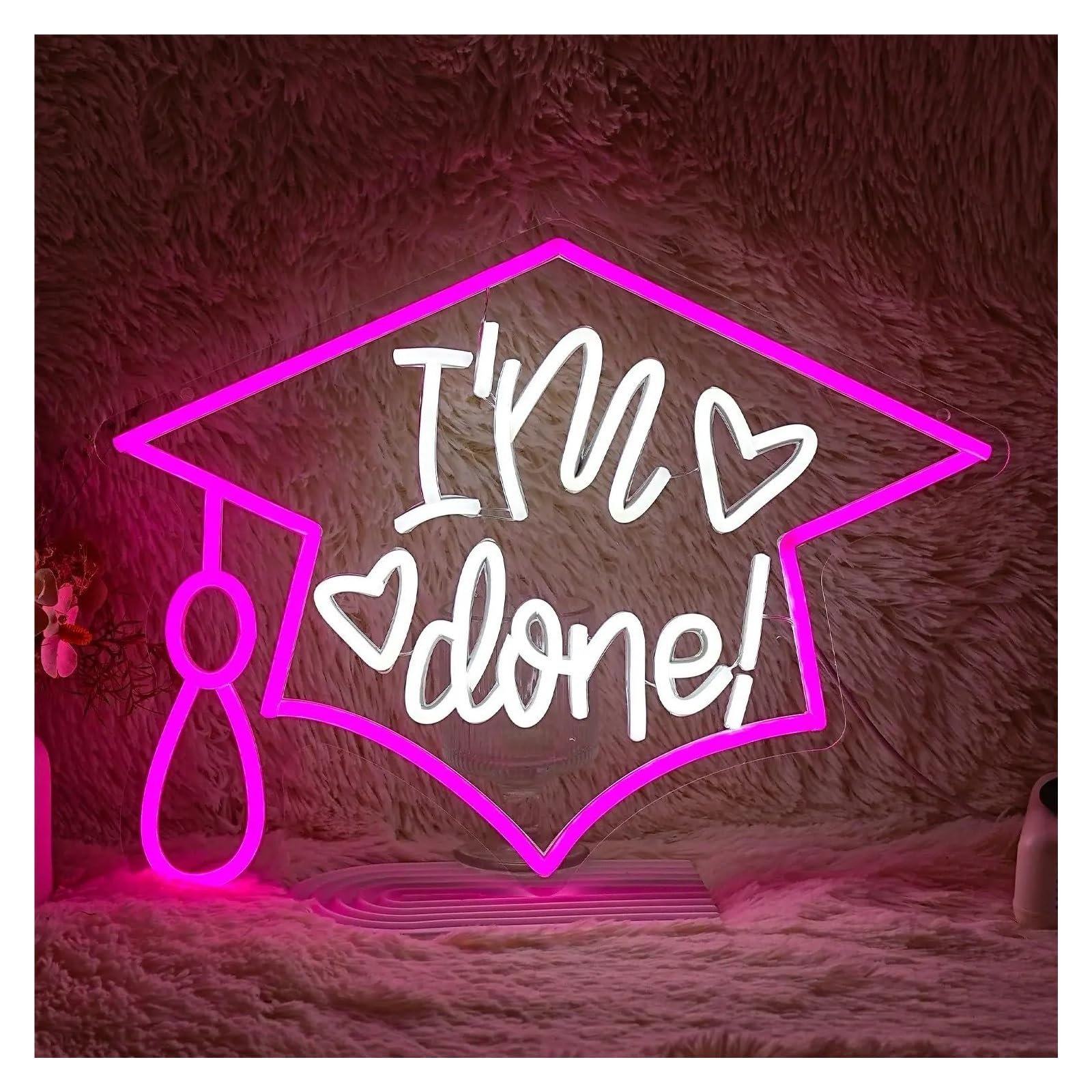 RONGCH Hanging Art Signs I’m Done Neon Sign for Gameroom Bedroom Bar Livingroom Birthday Party Wall Decoration 40x30cm