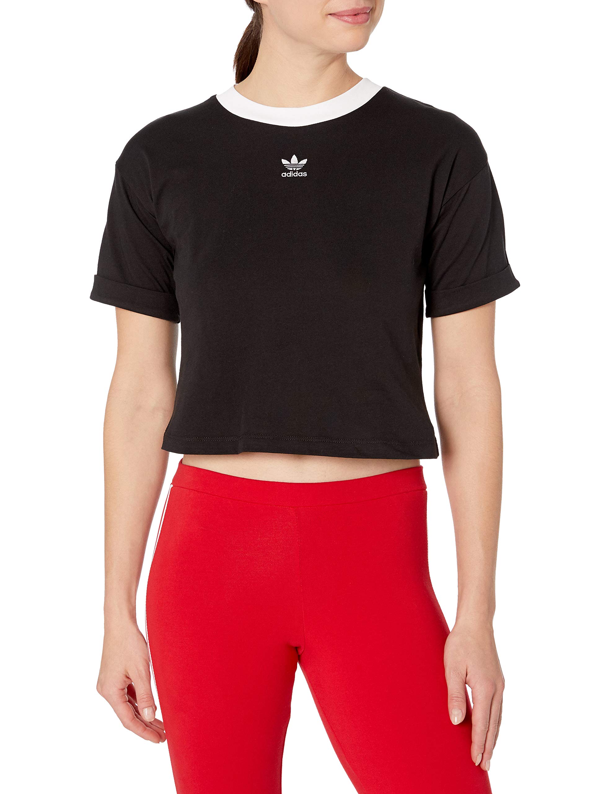 adidas Originals Women's Cropped Top, Black/White, L