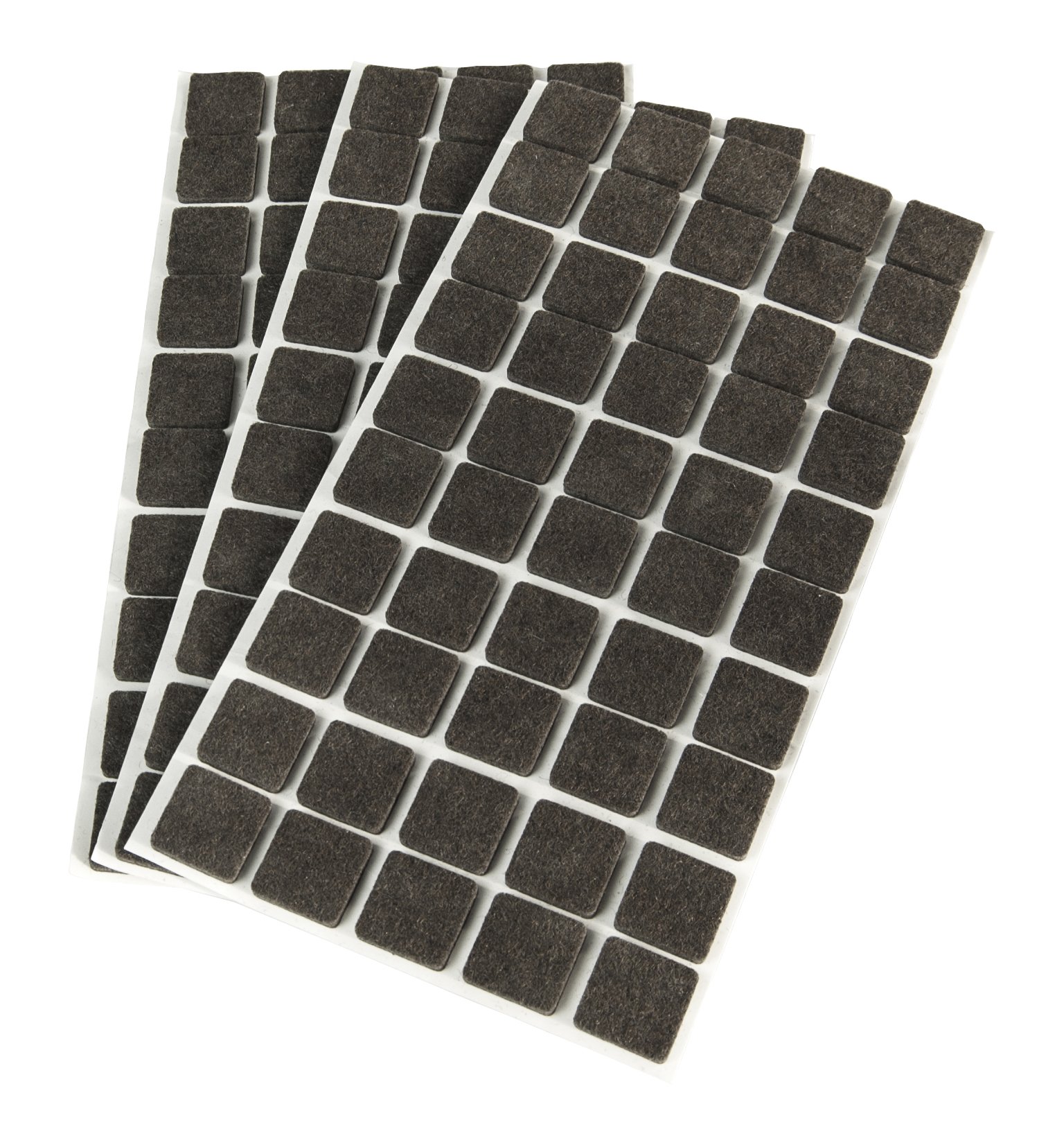 Emuca 2038616 Lote Fieltros Autoadhesivos Cuadrados, Color Marrón, 20 x 20 mm (150 un)