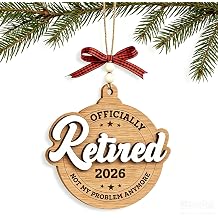 Retirement Gifts for for Women, Men, Funny Retired 2026 Wooden Ornament, Thank You Gift for Teachers, Nurses, Librarians, Employee Appreciation, Coworker Leaving, Boss Retirement