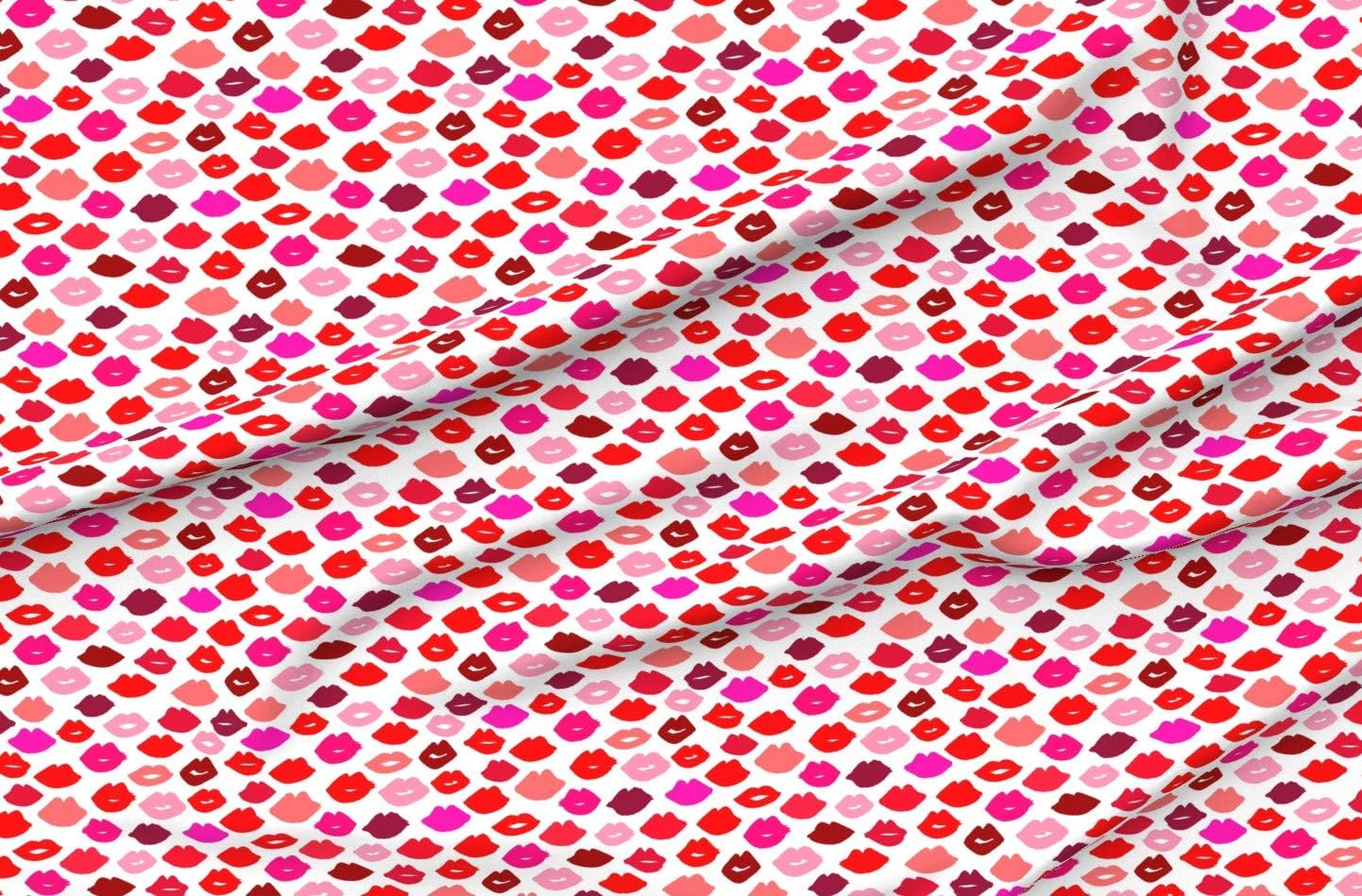 Spoonflower Fabric - Lips Lipstick Fashion Beauty Makeup Valentines Kiss Love Illustration Printed on Polartec(R) Fleece Fabric by The Yard - Sewing Blankets Loungewear and No-Sew