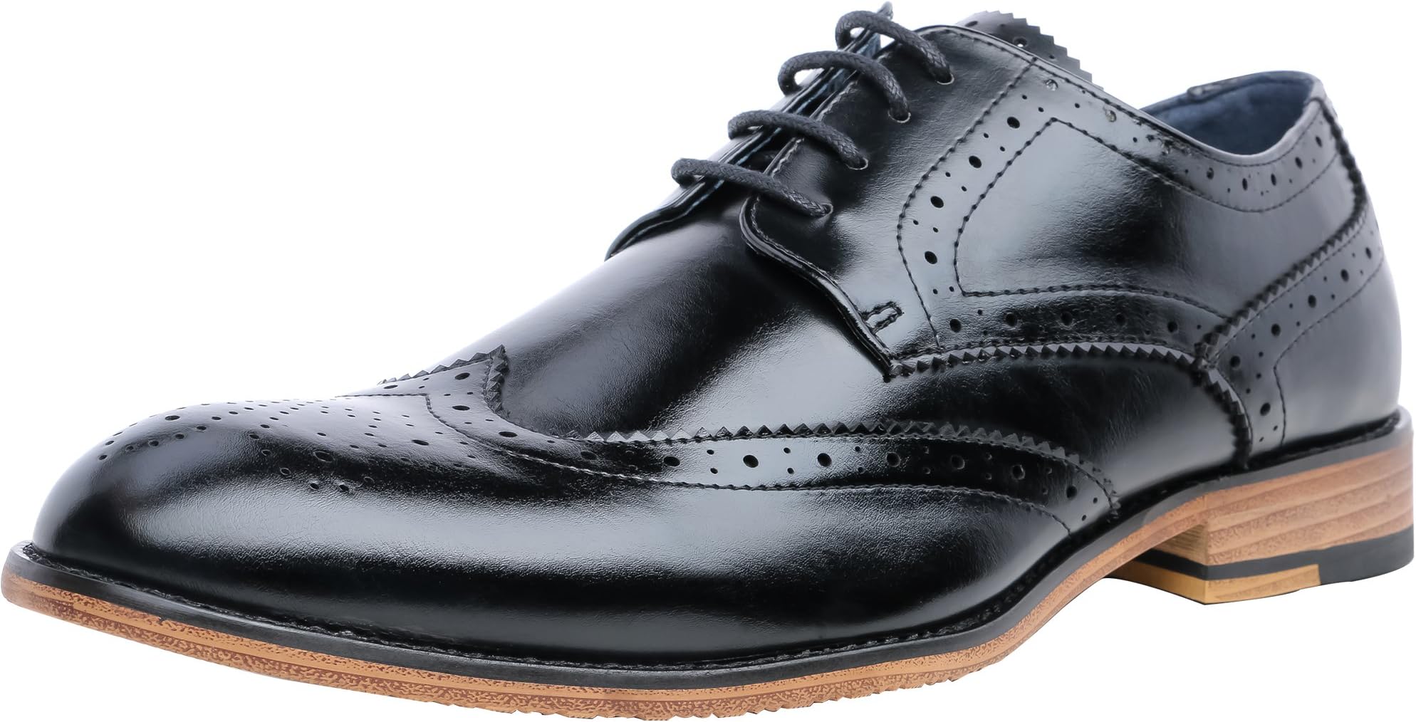 Men's Brogue Oxford Shoes Wing-Tip Lace up Dress Shoes