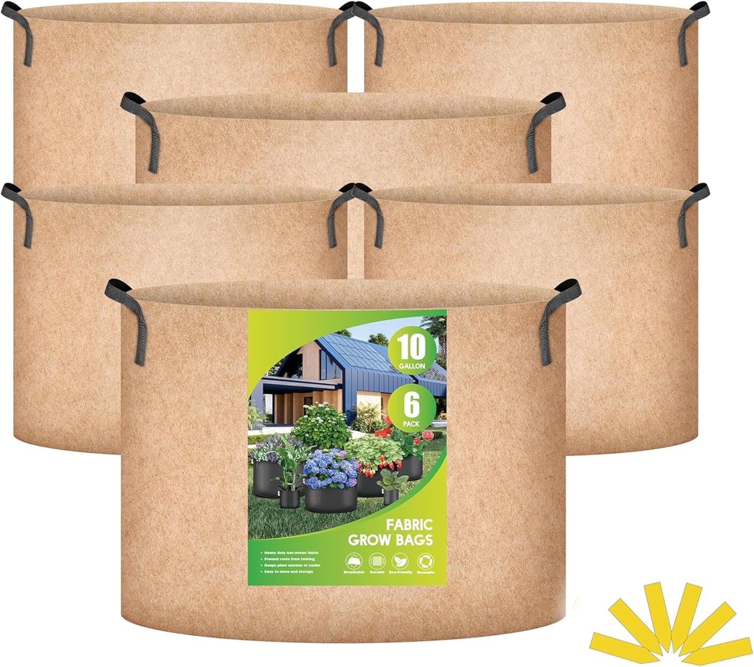 iPower Grow Bag 7 Gallon 6-Pack Heavy Duty Plant Pots, 300g Thick Nonwoven Fabric Containers Aeration with Nylon Handles, for Planting Vegetables, Fruits, Flowers, Black 2024 Version