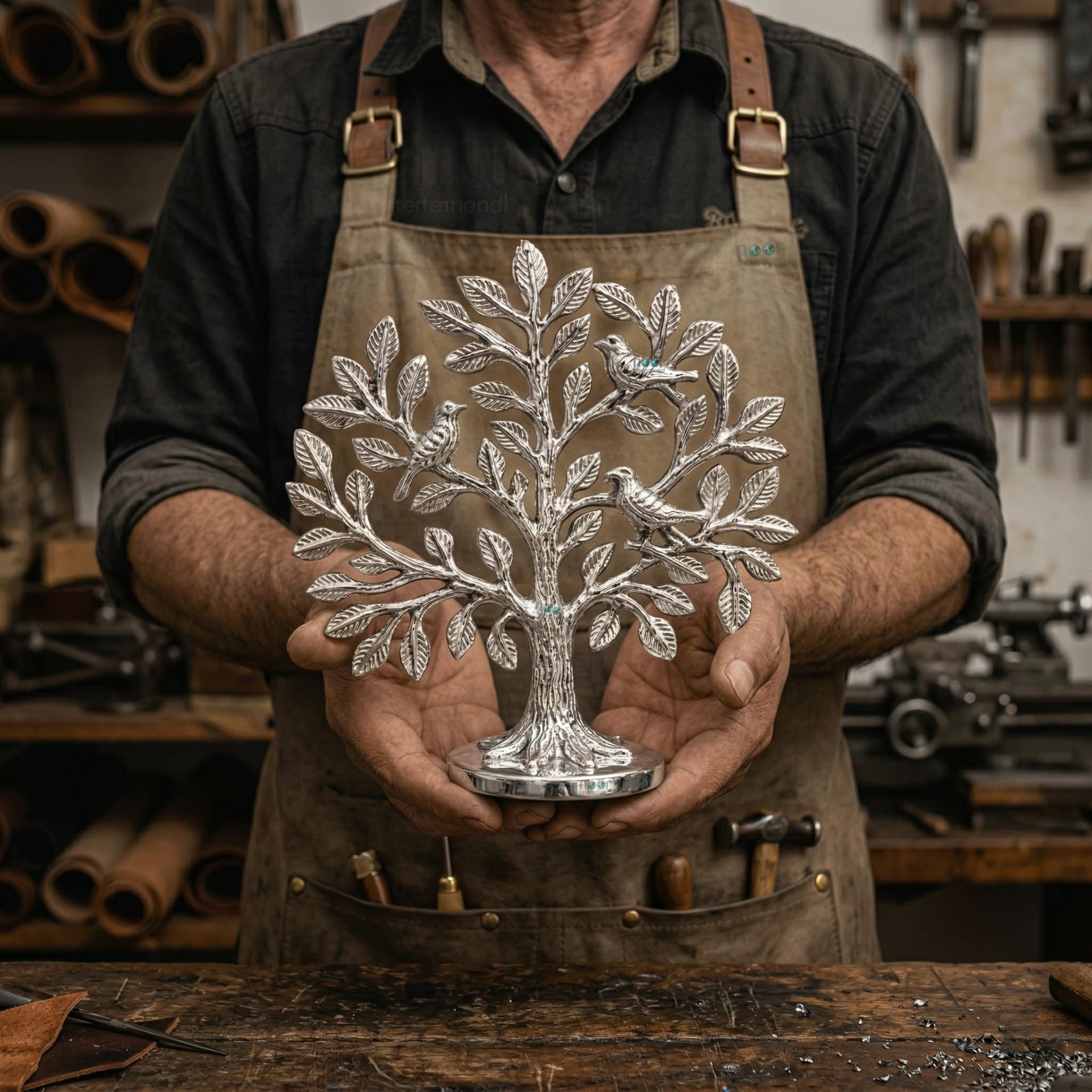 Silver Kalpvriksh Tree Sculpture - Tree of Life Decor -6