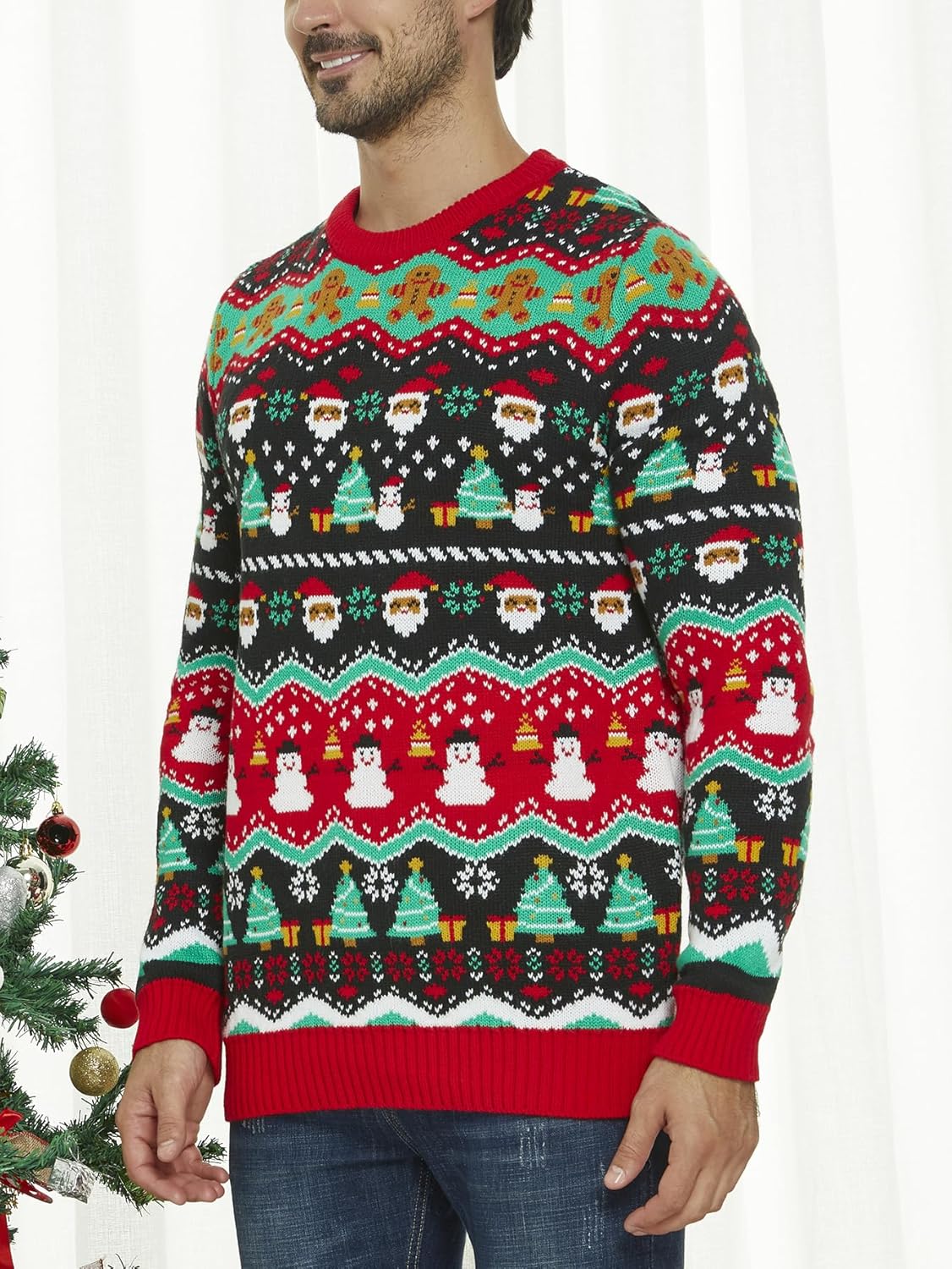 MyFav Men's Ugly Christmas Sweater Holiday Party Knitted Pullover Xmas Sweater - Image 7